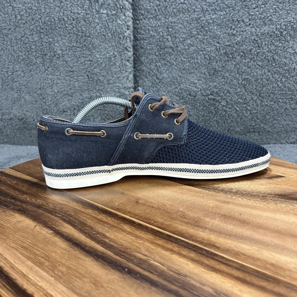 Aldo Shoes Navy Blue Mesh Canvas Shoes Mens Size 10 Brown Laces Breathable - Picture 11 of 14
